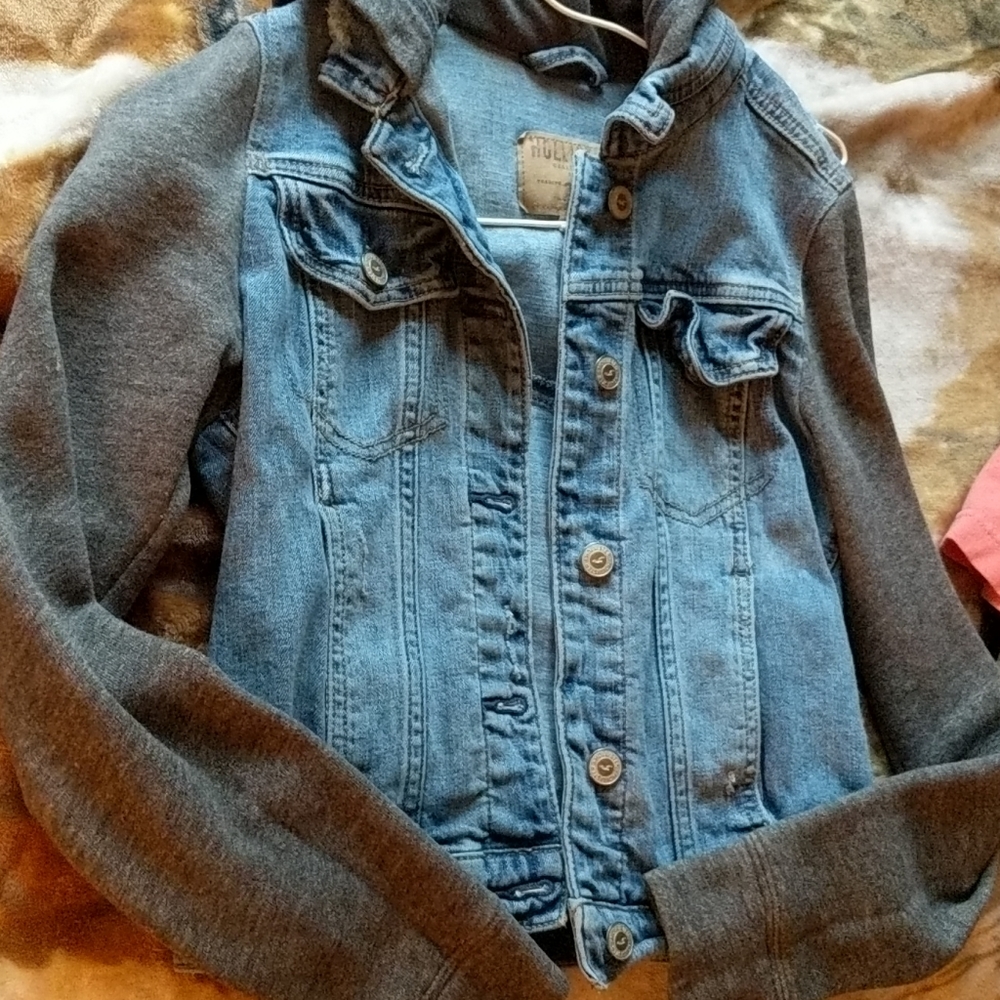 Jean and sweatshirt distressed jacket
